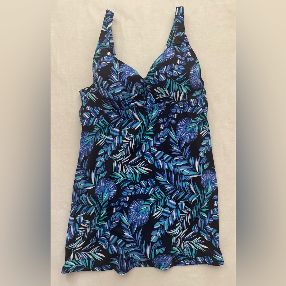Swimsuits For All Blue Bustier Ruched Tank Top